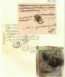 NEPAL Cover 1906 *Birgunj* Primitive Stamp Album Page Asia Collection Ap332