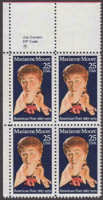 Scott # 2449 - ZIP Block Of 4 - Marianne Moore -  MNH - 1990