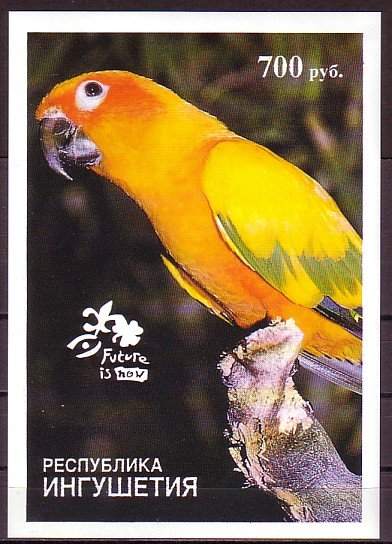 Admurtia, 1999 Russian Local. Parrot, Card s/sheet with Scout jamboree logo. ^