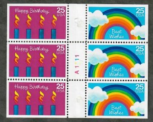 #2396a Birthday & Best Wishes MNH booklet pane of 6