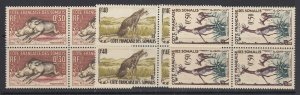 Somali Coast, Scott 271-273 (Yvert 287-289), MNH blocks