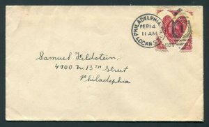 1930 Stamp Cut Into Heart - Valentines Day Postmark - Creative One of a Kind!