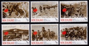 New Zealand 2008 ANZAC Complete Mint MNH Set SC 2178-2183