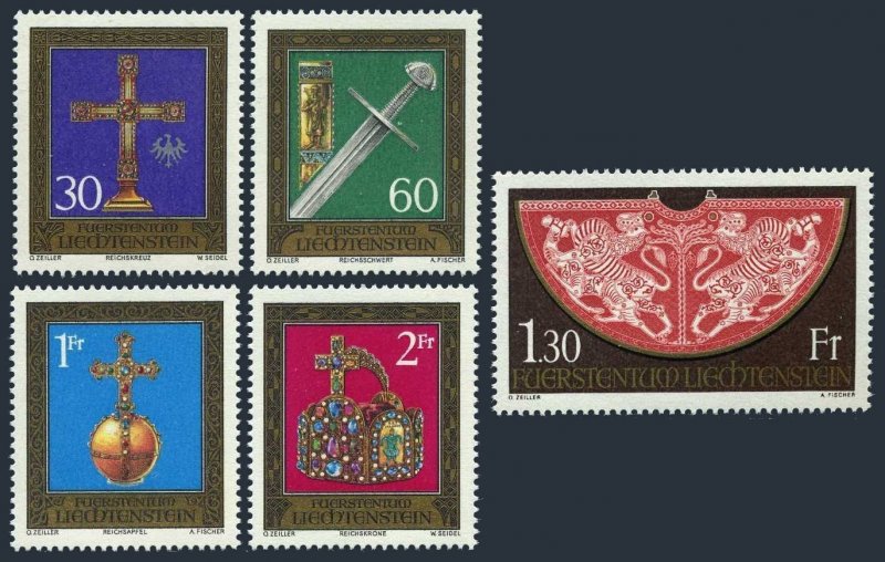 Liechtenstein 567-571,MNH.Michel 625-628,634. Treasures,Holy Roman Empire.1975.