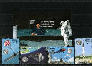 SIERRA LEONE 1988 SPACE EXPLORATION SET OF 4 STAMPS & S/S MNH