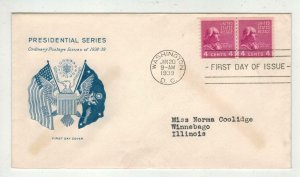 1938 Presidential Series 843-42 JAMES MADISON COIL LINE PAIR Grimsland