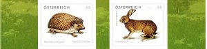 Austria 2154-2155 MNH stamps wildlife animals hedgehog hare rabbit (4)