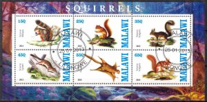 {g1602} Malawi 2013 Squirrels Sheet Used / CTO Cinderella