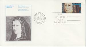 1973 Canada Post Jeanne Mance French Nurse  (Scott 615) FDC