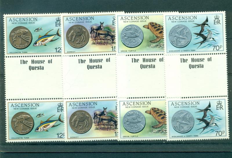 Ascension Is. - Sc# 355-8. 1984 Coins & Wildlife NH Gutter Pairs. $8.00.