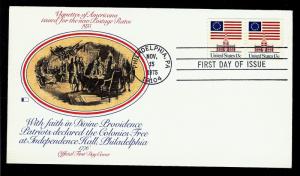 FIRST DAY COVER #1625 Flag Over Independence 13c Coil FLEETWOOD U/A FDC 1975