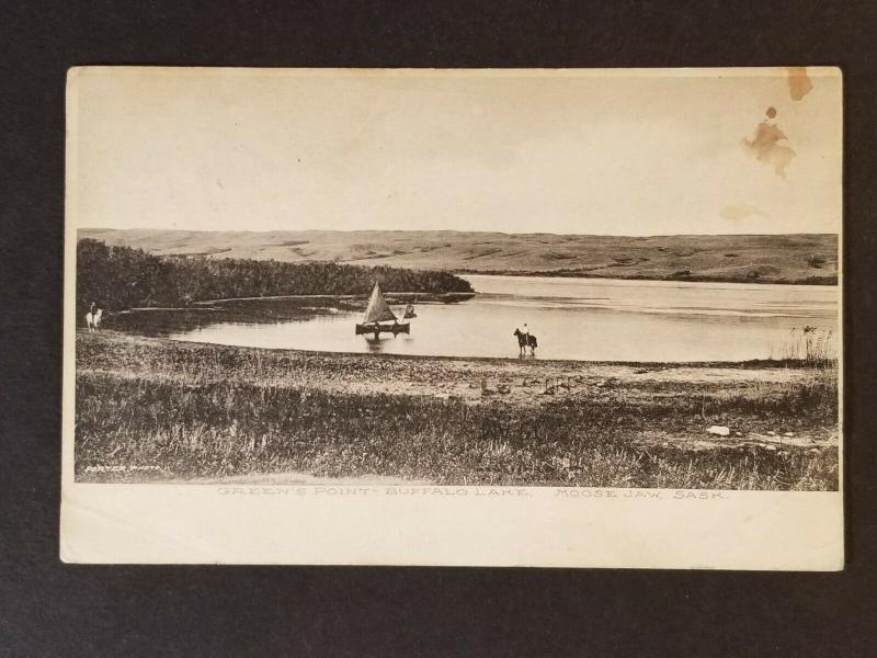 1907 Moose Jaw Canada London England Buffalo Lake RPO Cancel RPPC Postcard Cover
