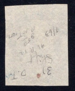 US STAMPS # 9 POS 98R1L IMPERF DOUBLE TRANSFER USED VF CAT. $275 LOT #16386