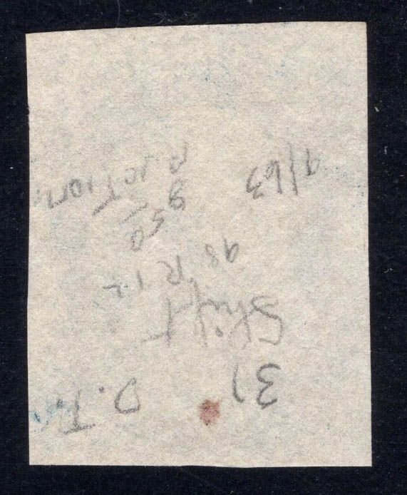 US STAMPS # 9 POS 98R1L IMPERF DOUBLE TRANSFER USED VF CAT. $275 LOT #16386