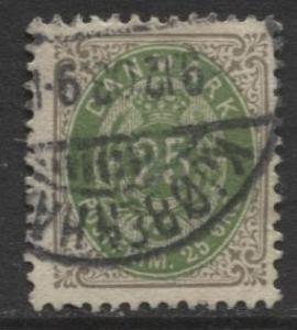 Denmark - Scott 50 - Definitive Issue -1898 - Used - Single 25s Stamp