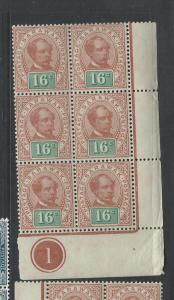 SARAWAK (P200116) BROOKE 16C  SG43   LL CONTROL BL OF 6  MNH PIC IS RIGHT