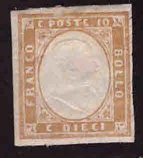 Sardinia Scott 11 MH* 1862 bister King Victor Emanuel II