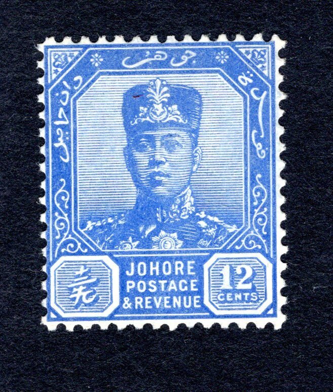 Johore SC #111A   F/VF, Unused, OG, LH, 12cent ultra, CV $57.50 ...... 3180116