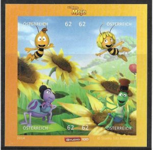 2014 Austria-SG. MS 3292-Aventuras De La Abeja Maya-estampillada sin montar o nunca montada 