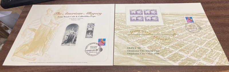 KAPPYSTAMPS B.E.P. 1997 LONG BEACH COIN SHOW & 1998 OKPEX SOUVENIR CARDS  A378