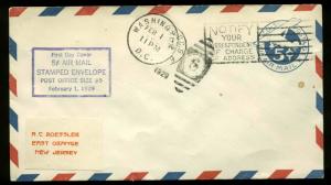 U.S. FDC #UC1 Planty Unlisted Roessler Cachet Washington, DC  UPSS #AM2-28