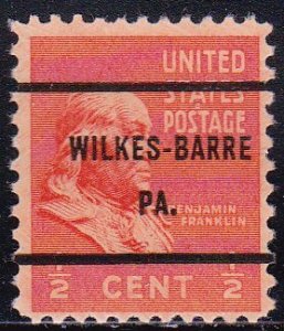Precancel - Wilkes-Barre, PA PSS 803-61 - Bureau Issue
