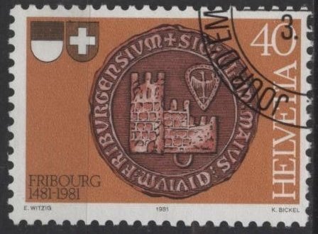 Switzerland 701 (used cto) 40c seal of Fribourg (1981)