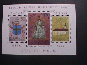 LICHTENSTEIN-21985 SC#816 STATE VISIT OF POPE JOHN PAUL II MNH S/S-VERY FINE