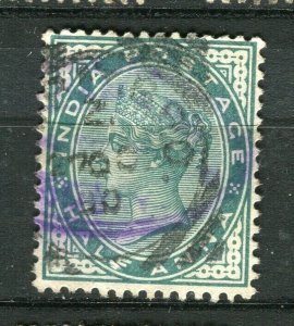 INDIA; 1890s classic early QV Wmk. issue 1/2a. Postmark + Control Cancel