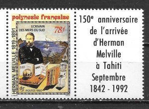 French Polynesia 602 Herman Melville single MNH with Label