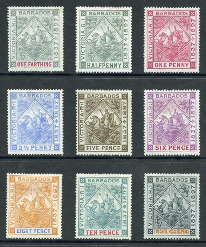 Barbados SG125/33 1897 Diamond Jubilee Set on BLUED Paper M/Mint