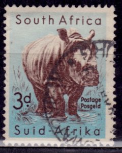 South Africa, 1954, White Rhinoceros, 3p, used**