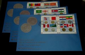 U.N. 2012, FLAG & COIN SHEET/8 ON OVER SIZED COVER,ALL 3 OFFICES FDC NICE! LQQK!