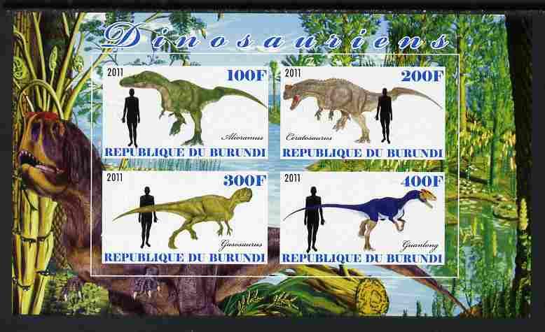 BURUNDI SHEET IMPERF DINOSAURS