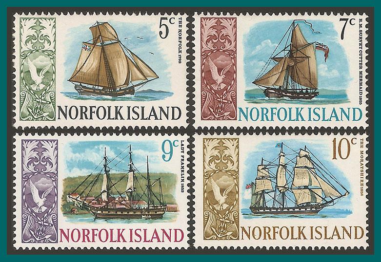 Norfolk Island 1967 Ships (series 2), MNH  #104-107,SG81-SG84