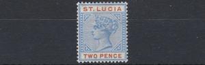 ST LUCIA  1891 - 98        S G 45      2D  ULTRAMARINE & ORANGE      MH   