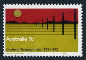 Australia 526 3 stamps, MNH. Mi 498. Overlanf telegraph lines, centenary, 1972.