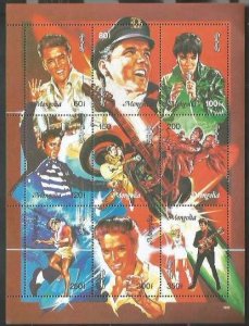 MONGOLIA - 1995 - Elvis Presley  - Perf 9v Sheet - Mint Never Hinged
