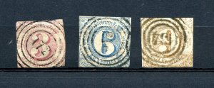 Germany-Thurn & Taxis #53-55 (G386) numerals, 1862, used F, F-VF, CV$95.00