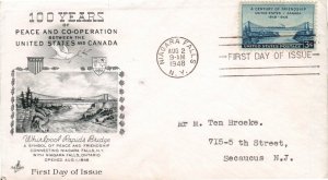 UNITED STATES-CANADA #961 AUG 2 1948 NIAGRA FALLS NY FIRST DAY COVER (FDC) BX7