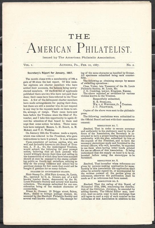 Doyle's_Stamps: APS Members' Delight- The American Philatelist Volume 1, No. 2