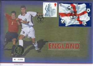 GB  ENGLAND FOOTBALL WEMBLEY £1 COIN COVER ROYAL MAIL ROYAL MINT UNC