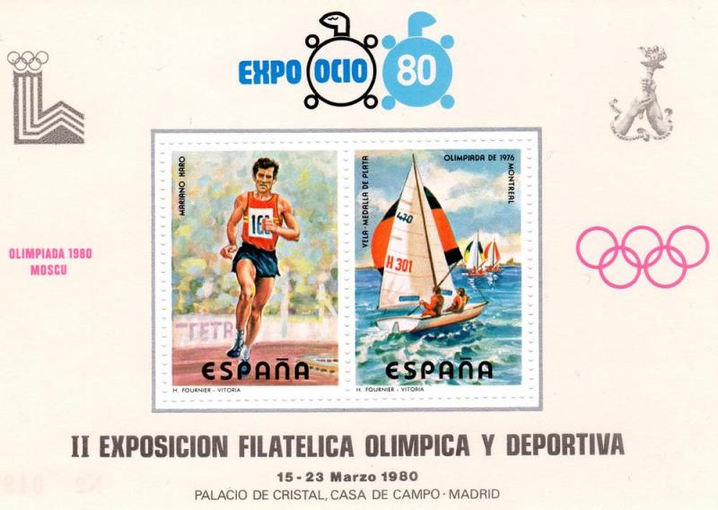 Spain 1980 Moscow Olympic/Placid Lake SS Perf.Pink MNH