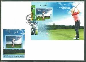 TOGO 2014  GOLF SOUVENIR SHEET FIRST DAY COVER