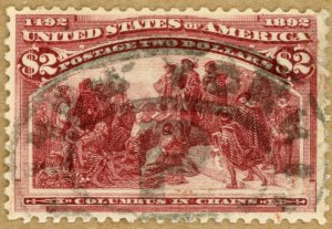 US Scott#242 VF 1893 $2 Columbian, remarkable color, well centered, NY cancel