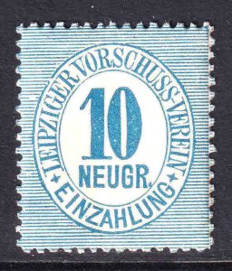 GERMANY LOCAL LEIPZIGER VORSCHUSS-VEREIN 10 NEUGR. OG NH U/M VF