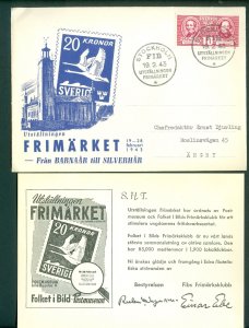 Sweden. Cover 1943. FIB. Stamp Exhibition Stockholm. 10 Ore Scott # 333.