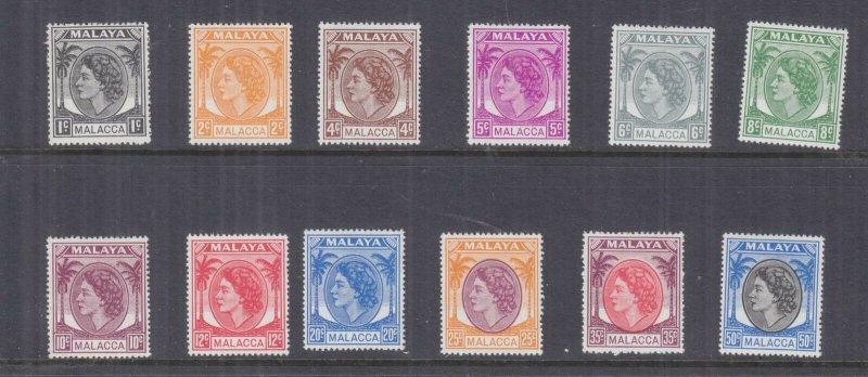 MALACCA, MALAYSIA, 1954-1955 QE selection to 50c., lhm. (12)