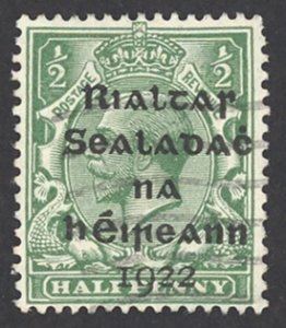 Ireland Sc# 19 Used 1922 ½p Harrison Overprint