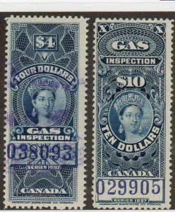 Canada Revenues Gas Inspection FG28 Used & FG29 Mint never hinged